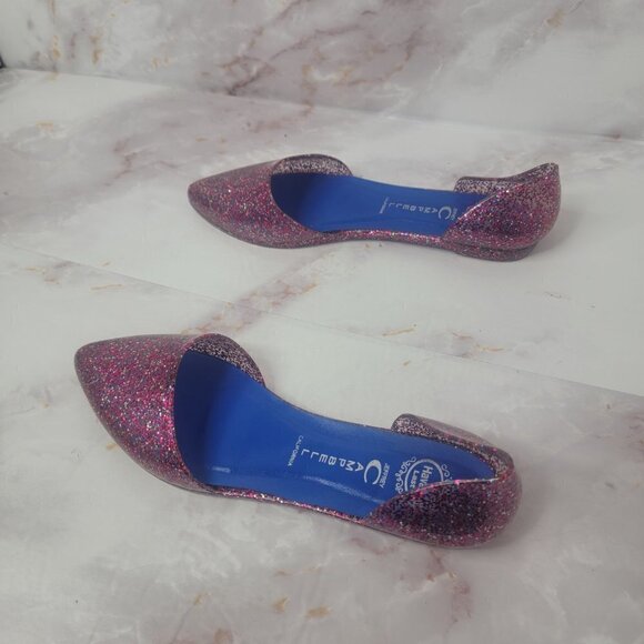 JEFFREY CAMPBELL GLITTER SPARKLE PINK JELLY FLATS HAVANA US LADIES SZ 8 SLIP ON - Picture 10 of 16